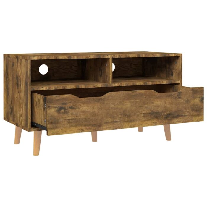 Meuble TV chêne fumé 90x40x48,5 cm bois d'ingénierie – Image 2