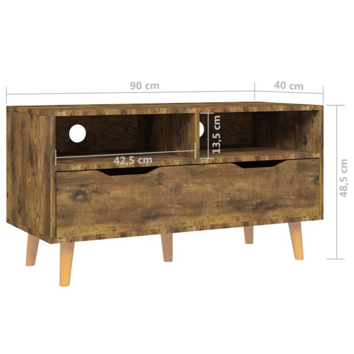 Meuble TV chêne fumé 90x40x48,5 cm bois d'ingénierie – Image 5