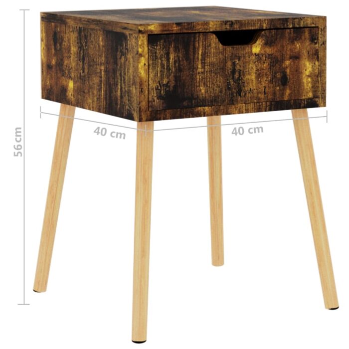 Table de chevet chêne fumé 40x40x56 cm Bois d'ingénierie – Image 8