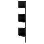 Étagère d'angle murale noir 19x19x123 cm bois d'ingénierie – Image 3