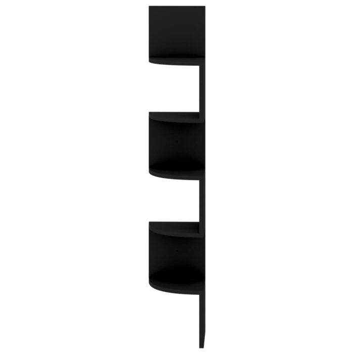 Étagère d'angle murale noir 19x19x123 cm bois d'ingénierie – Image 3