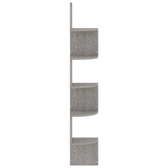 Étagère d'angle murale gris béton 19x19x123cm bois d'ingénierie – Image 2