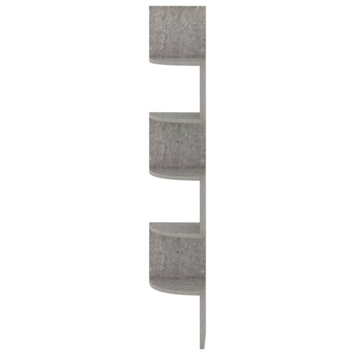 Étagère d'angle murale gris béton 19x19x123cm bois d'ingénierie – Image 3