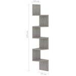 Étagère d'angle murale gris béton 19x19x123cm bois d'ingénierie – Image 5
