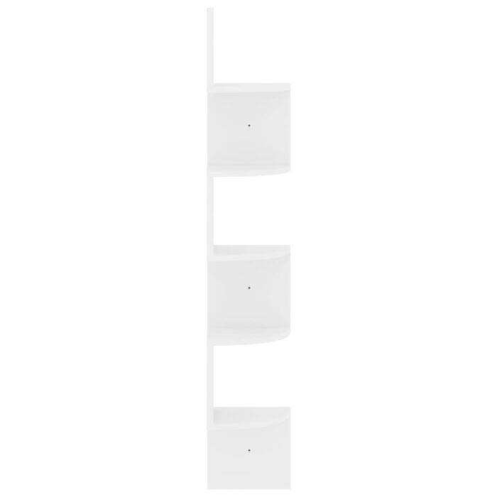 Étagère d'angle murale blanc brillant 19x19x123 cm – Image 2