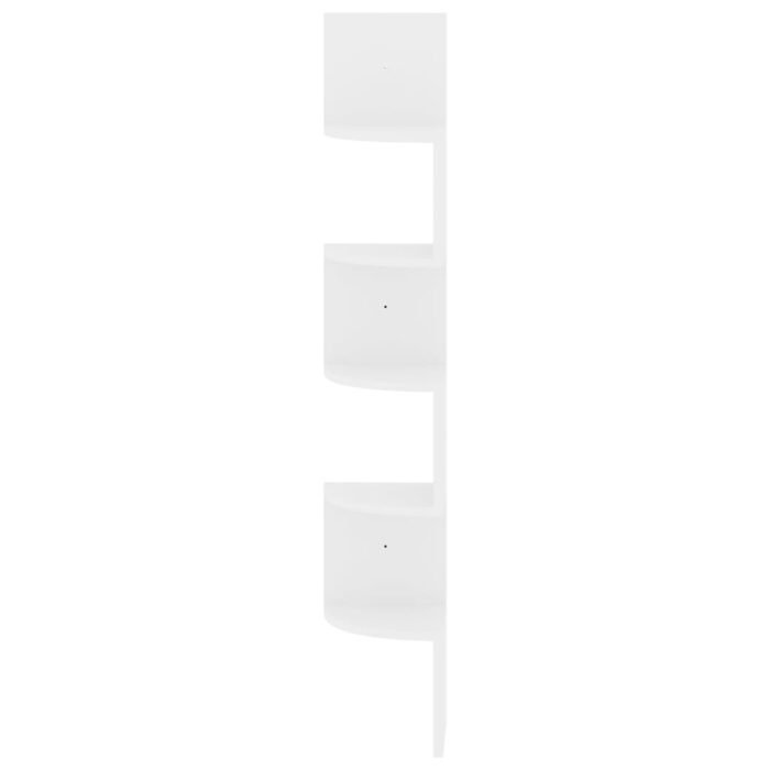 Étagère d'angle murale blanc brillant 19x19x123 cm – Image 3
