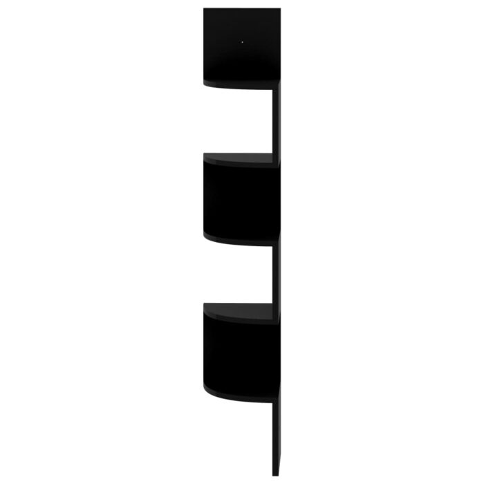 Étagère d'angle murale noir brillant 19x19x123 cm – Image 3