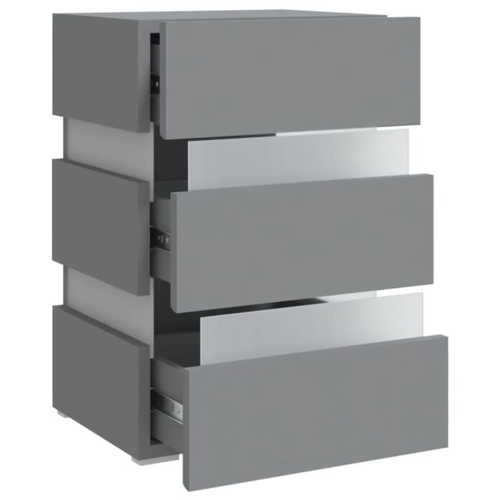 Table de chevet à LED Gris 45x35x67 cm Bois d'ingénierie – Image 8