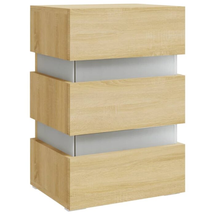Table de chevet à LED chêne sonoma 45x35x67cm bois d'ingénierie – Image 6