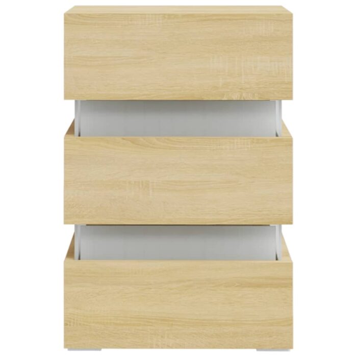 Table de chevet à LED chêne sonoma 45x35x67cm bois d'ingénierie – Image 7
