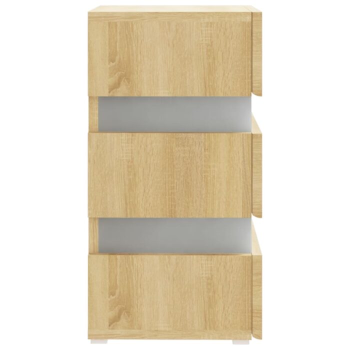 Table de chevet à LED chêne sonoma 45x35x67cm bois d'ingénierie – Image 8