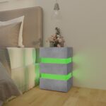 Table de chevet à LED gris béton 45x35x67 cm bois d'ingénierie – Image 4