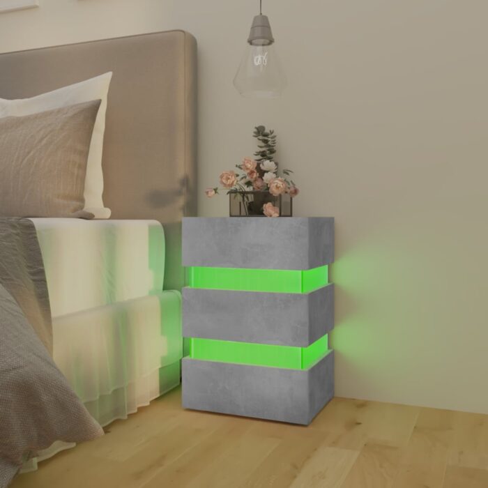 Table de chevet à LED gris béton 45x35x67 cm bois d'ingénierie – Image 4