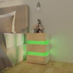 Table de chevet à LED Blanc et chêne sonoma 45x35x67 cm – Image 3