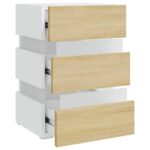 Table de chevet à LED Blanc et chêne sonoma 45x35x67 cm – Image 5