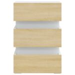 Table de chevet à LED Blanc et chêne sonoma 45x35x67 cm – Image 7