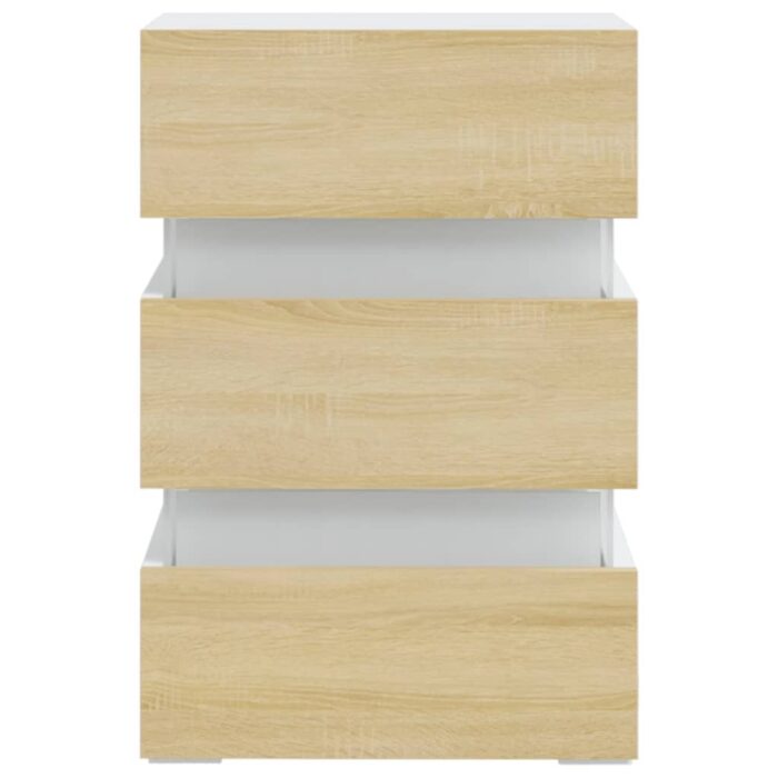 Table de chevet à LED Blanc et chêne sonoma 45x35x67 cm – Image 7