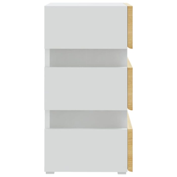 Table de chevet à LED Blanc et chêne sonoma 45x35x67 cm – Image 8