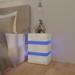 Table de chevet à LED blanc brillant 45x35x67 cm – Image 2