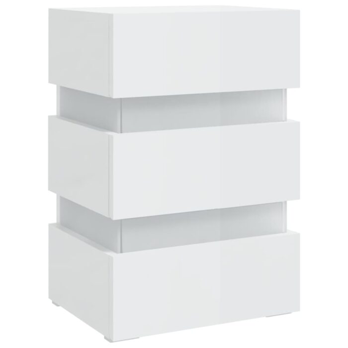 Table de chevet à LED blanc brillant 45x35x67 cm – Image 5