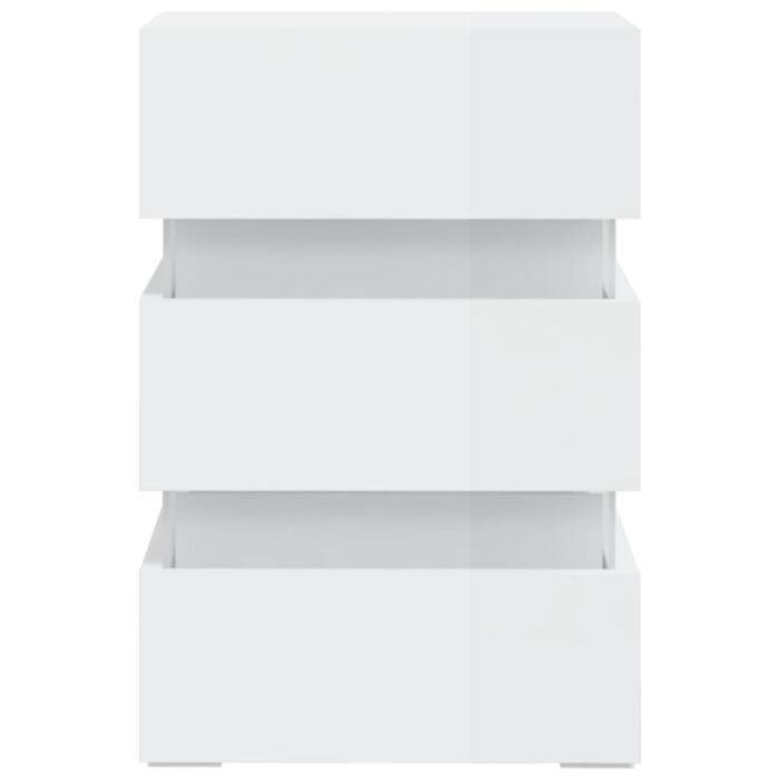 Table de chevet à LED blanc brillant 45x35x67 cm – Image 6