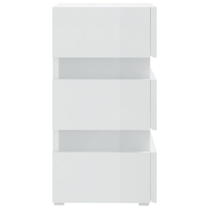 Table de chevet à LED blanc brillant 45x35x67 cm – Image 7