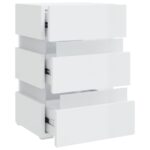 Table de chevet à LED blanc brillant 45x35x67 cm – Image 8