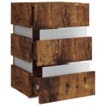 Table de chevet à LED chêne fumé 45x35x67 cm bois d'ingénierie – Image 5
