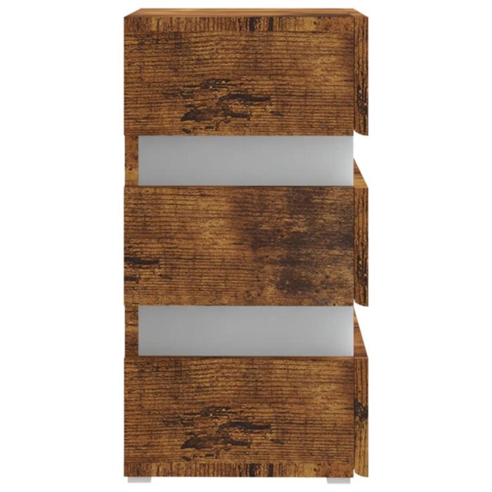 Table de chevet à LED chêne fumé 45x35x67 cm bois d'ingénierie – Image 8
