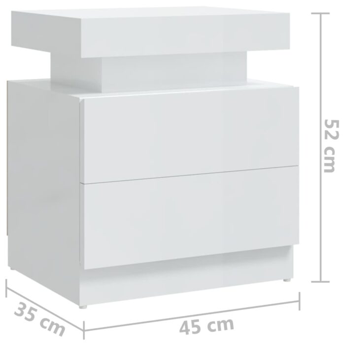Table de chevet Blanc brillant 45x35x52 cm Bois d'ingénierie – Image 5