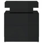 Table de chevet Noir brillant 45x35x52 cm Aggloméré – Image 2