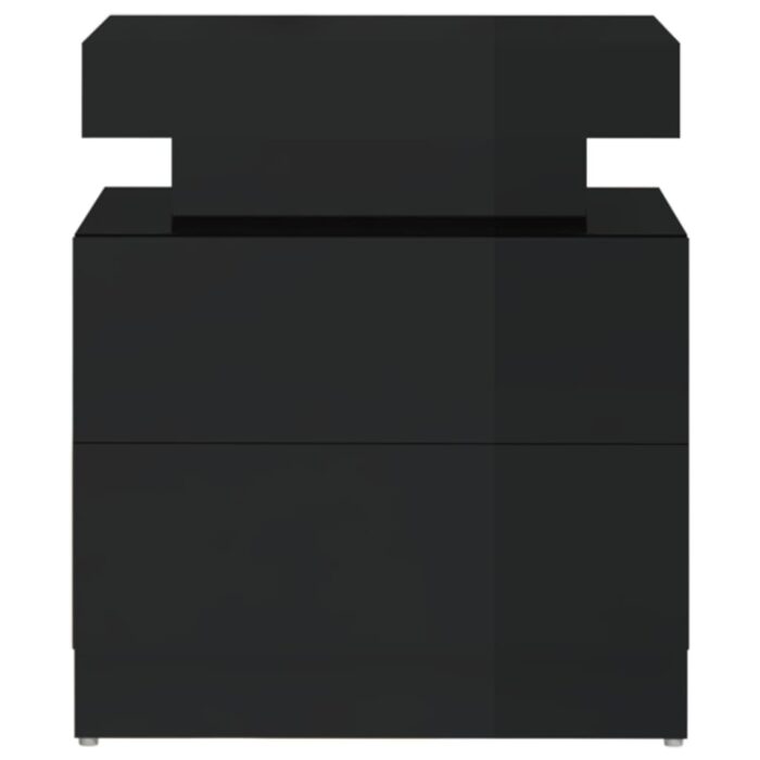Table de chevet Noir brillant 45x35x52 cm Aggloméré – Image 2