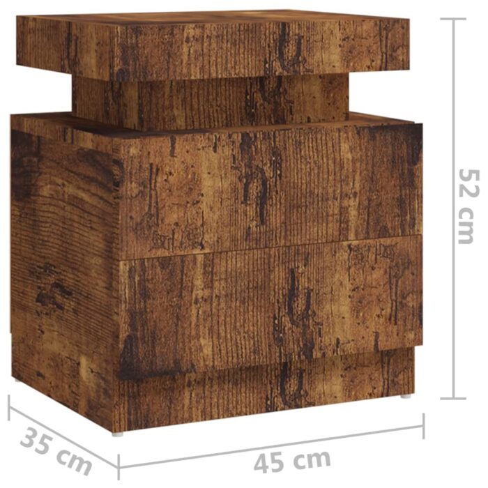 Table de chevet chêne fumé 45x35x52 cm Bois d'ingénierie – Image 5
