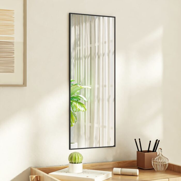 Miroir de porte Noir 30x80 cm Verre et aluminium – Image 1