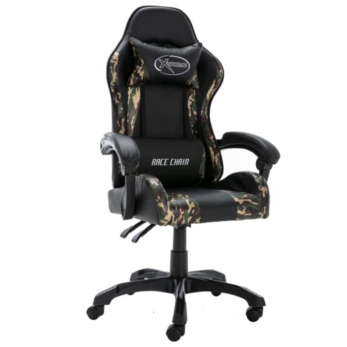 Fauteuil de jeux vidéo Noir et camouflage Similicuir – Image 1