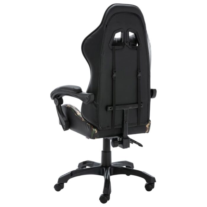 Fauteuil de jeux vidéo Noir et camouflage Similicuir – Image 2