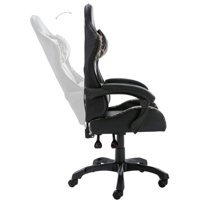 Fauteuil de jeux vidéo Noir et camouflage Similicuir – Image 5
