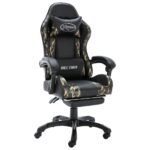 Fauteuil de jeux vidéo repose-pied Noir/camouflage Similicuir