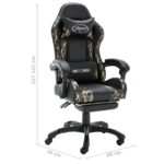 Fauteuil de jeux vidéo repose-pied Noir/camouflage Similicuir – Image 11