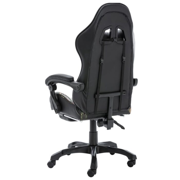 Fauteuil de jeux vidéo repose-pied Noir/camouflage Similicuir – Image 2
