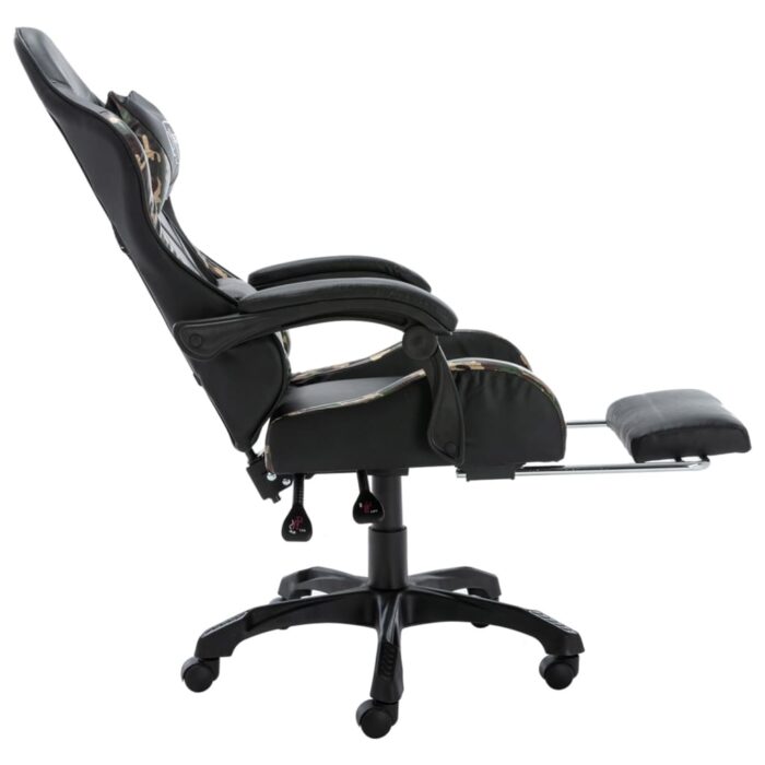 Fauteuil de jeux vidéo repose-pied Noir/camouflage Similicuir – Image 5