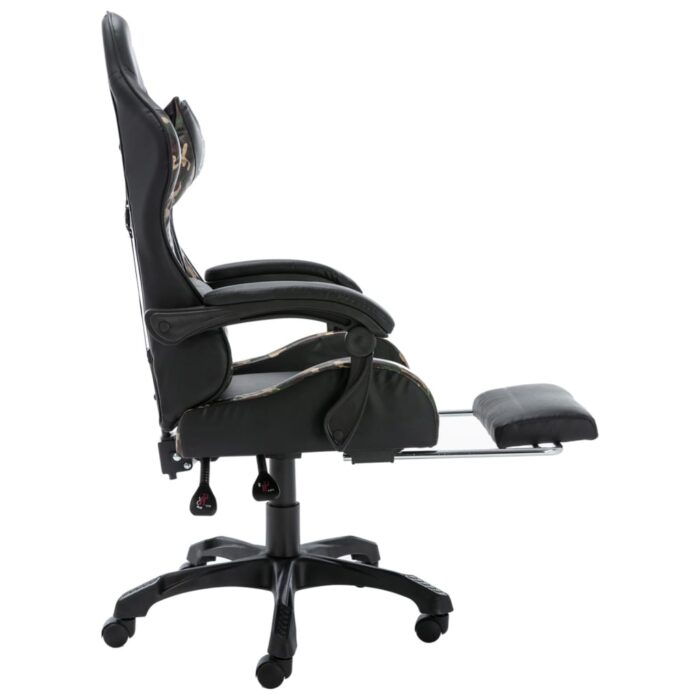 Fauteuil de jeux vidéo repose-pied Noir/camouflage Similicuir – Image 6