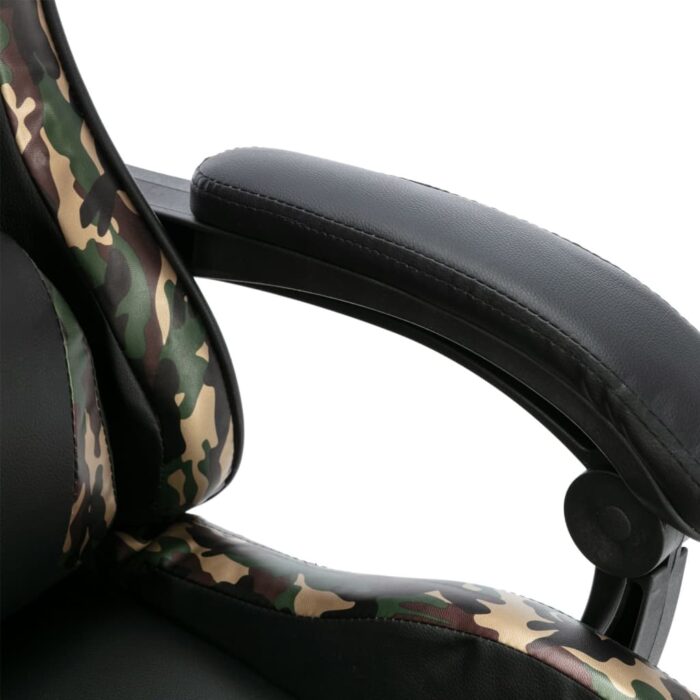 Fauteuil de jeux vidéo repose-pied Noir/camouflage Similicuir – Image 8