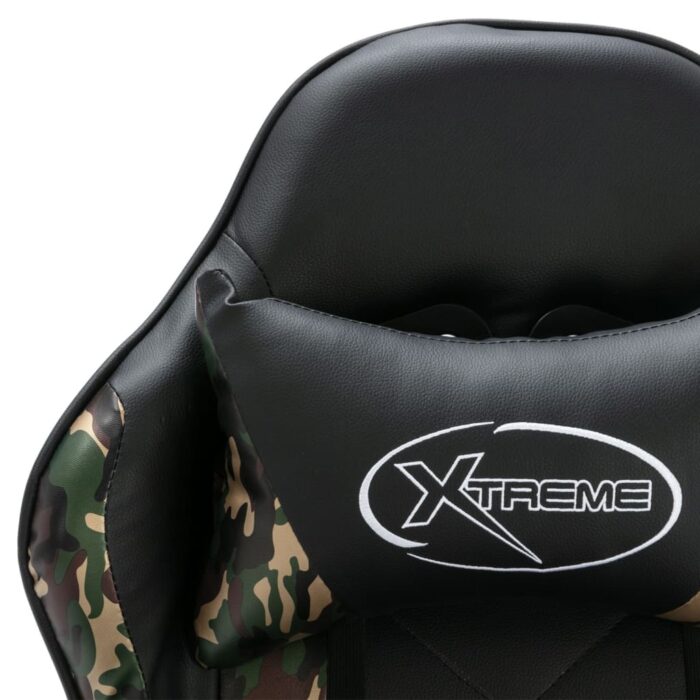 Fauteuil de jeux vidéo repose-pied Noir/camouflage Similicuir – Image 9