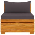 Canapé de jardin 2 places avec coussins Bois d'acacia massif – Image 2