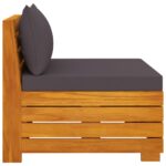 Canapé de jardin 2 places avec coussins Bois d'acacia massif – Image 3