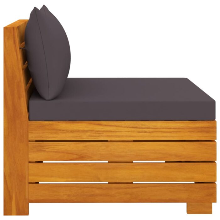 Canapé de jardin 2 places avec coussins Bois d'acacia massif – Image 3