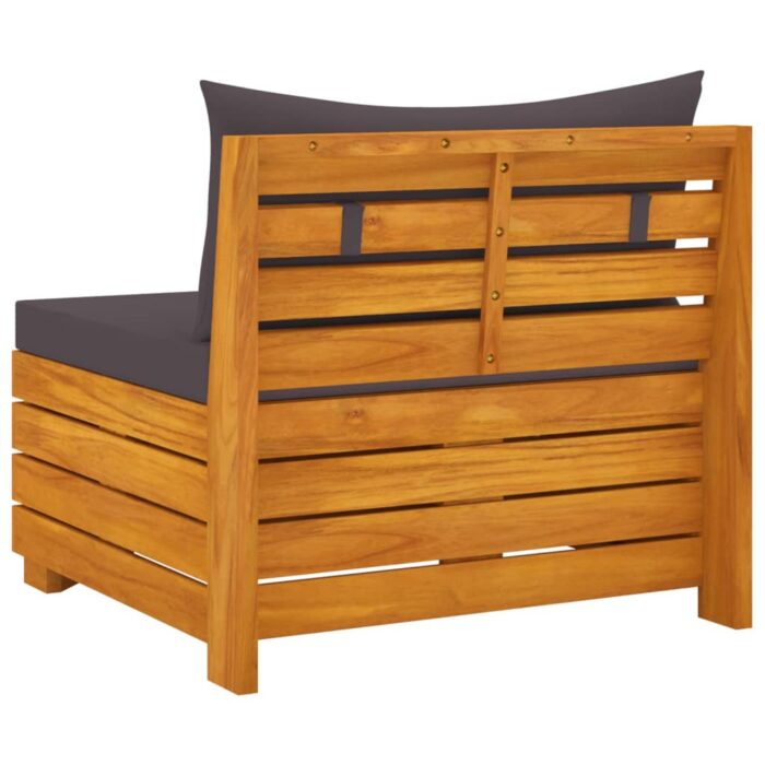 Canapé de jardin 2 places avec coussins Bois d'acacia massif – Image 4