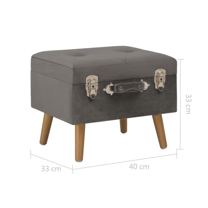 Tabouret de rangement 40 cm Gris Velours – Image 8