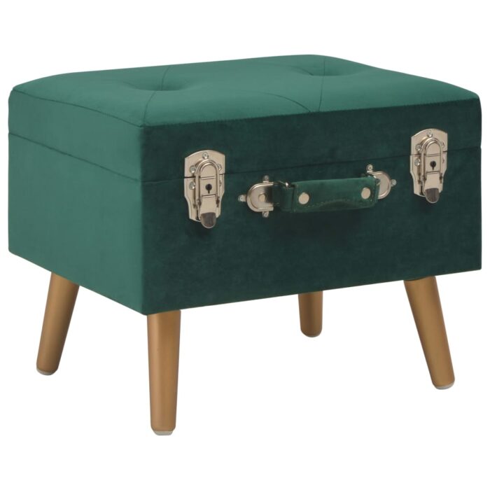 Tabourets de rangement lot de 3 Vert Velours – Image 2